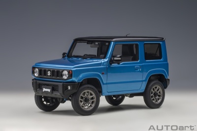 Suzuki Jimny JB86 RHD 2018 blau metallic schwarz Modellauto 1:18 Autoart