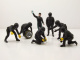 Figuren Set 3 Formel 1 F1 Pit Crew Mechaniker 2020 schwarz (7 Stück) für 1:18 Modelle American Diorama