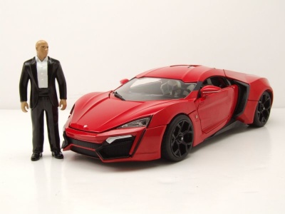 Lykan Hypersport 2014 rot Fast & Furious mit Licht und Dom Figur Modellauto 1:18 Jada Toys