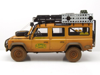 Land Rover Defender 110 Camel Trophy Support Unit Sabah-Malaysia verschmutzt Modellauto 1:18 Almost Real