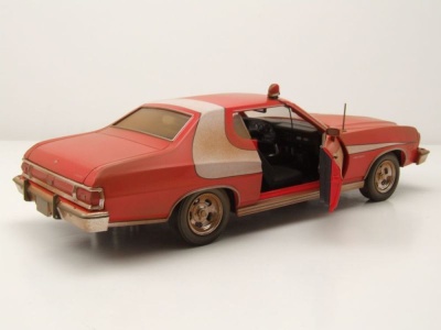 Ford Gran Torino 1976 rot weiß verschmutzt Starsky & Hutch Modellauto 1:24 Greenlight Collectibles