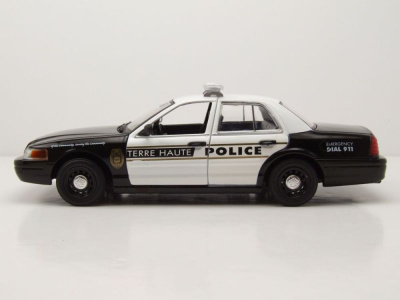 Ford Crown Victoria Police Interceptor 2011 Terre Haute Idiana schwarz weiß Live PD Modellauto 1:24 Greenlight Collectibles