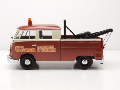 VW T1 Bus DoKa Pritsche braun weiß Abschlepper Volkswagen Specialists Modellauto 1:24 Motormax