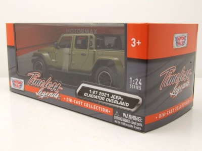 Jeep Gladiator Overland Pick Up Softtop offen 2021 oliv grün Modellauto 1:27 Motormax