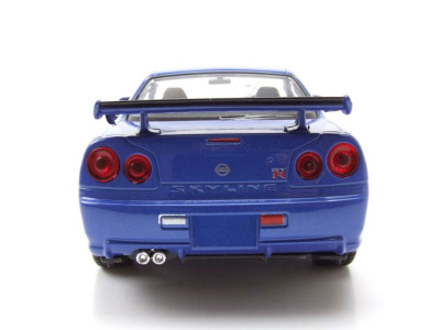 Nissan GT-R R34 blau Modellauto 1:24 Welly