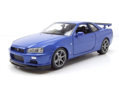 Nissan Skyline GT-R R34 blau Modellauto 1:24 Welly