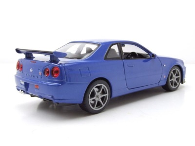 Nissan Skyline GT-R R34 blau Modellauto 1:24 Welly