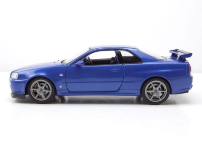 Nissan Skyline GT-R R34 blau Modellauto 1:24 Welly