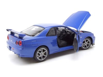 Nissan Skyline GT-R R34 blau Modellauto 1:24 Welly