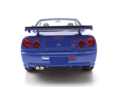 Nissan Skyline GT-R R34 blau Modellauto 1:24 Welly