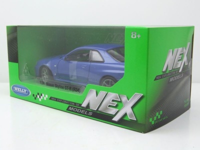 Nissan Skyline GT-R R34 blau Modellauto 1:24 Welly