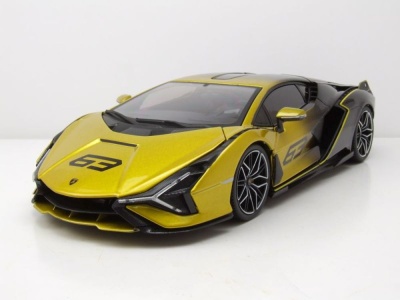 Lamborghini Sian FKP 37 #63 2019 gelb schwarz Modellauto...