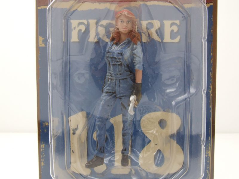 Figur Retro Female Mechanic 3 orangenes Haarband für 1:18 Modelle American Diorama