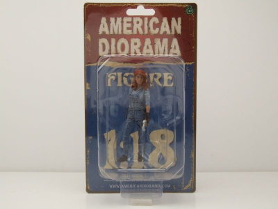 Figur Retro Female Mechanic 3 orangenes Haarband für 1:18 Modelle American Diorama