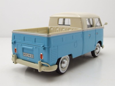 VW T1 Bus DoKa Pritsche blau beige Modellauto 1:24 Motormax