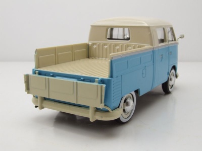 VW T1 Bus DoKa Pritsche blau beige Modellauto 1:24 Motormax