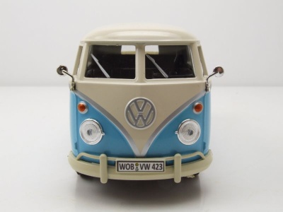 VW T1 Bus DoKa Pritsche blau beige Modellauto 1:24 Motormax