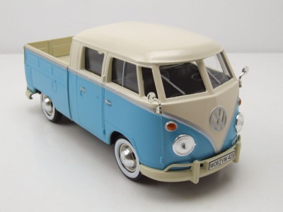 VW T1 Bus DoKa Pritsche blau beige Modellauto 1:24 Motormax