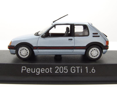 Peugeot 205 GTi 1.6 1988 blau Modellauto 1:43 Norev