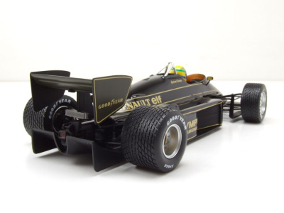 Lotus Renault 97T Formel 1 Portugal GP 1985 mit Regenreifen Ayrton Senna Modellauto 1:18 Minichamps