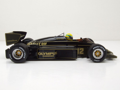 Lotus Renault 97T Formel 1 Portugal GP 1985 mit Regenreifen Ayrton Senna Modellauto 1:18 Minichamps