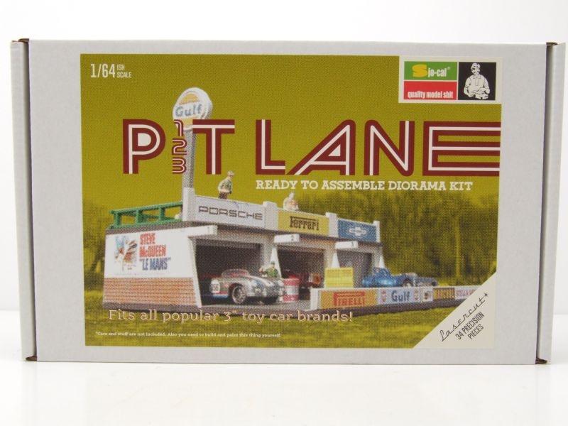 Diorama Pitlane Gulf Boxengasse Garage  für 1:64 Modellautos Sjo-cal