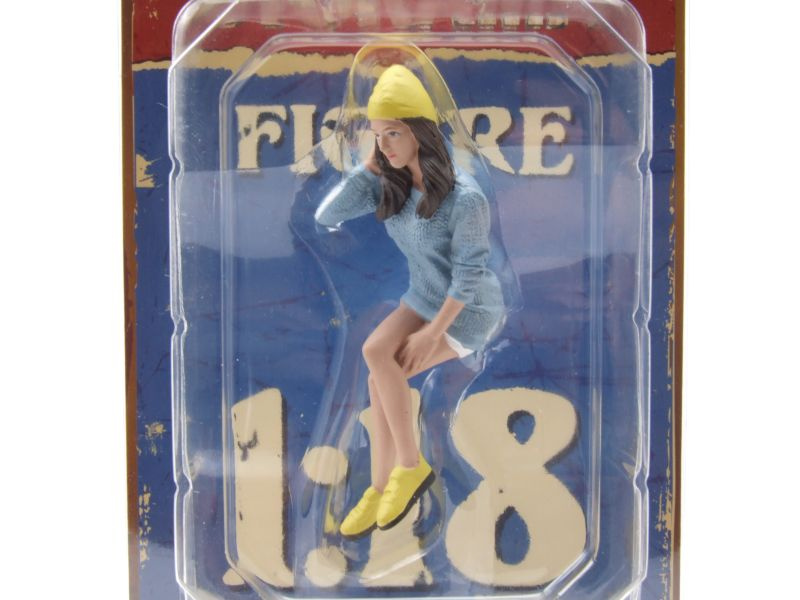 Figur Car Meet 3 Frau gelbe Mütze für 1:18 Modelle American Diorama