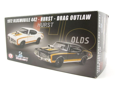 Oldsmobile 442 Hurst Drag Outlaws 1972 schwarz gold Modellauto 1:18 Acme