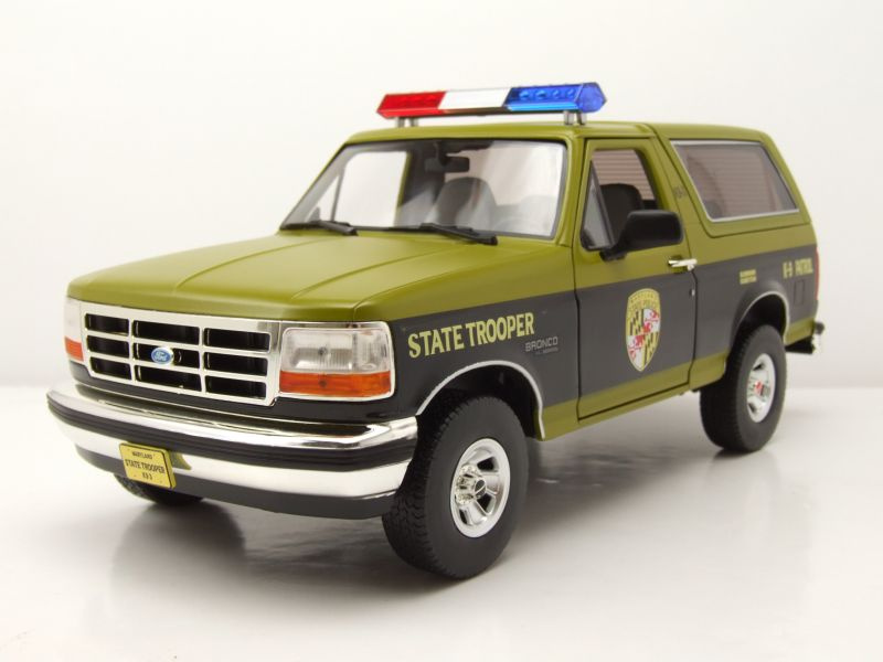 Ford Bronco Maryland State Police K-9 Patrol 1996 grün schwarz Modellauto 1:18 Greenlight Collectibles