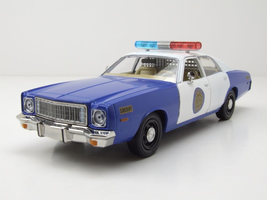 Plymouth Fury 1975 blau weiß Osage County Sheriff Modellauto 1:24 Greenlight Collectibles