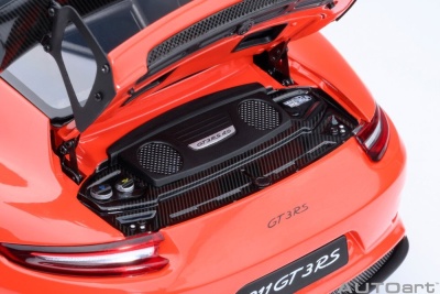 Porsche 911 (991.2) GT3 RS Weissach 2017 lava orange Alufelgen Modellauto 1:18 Autoart