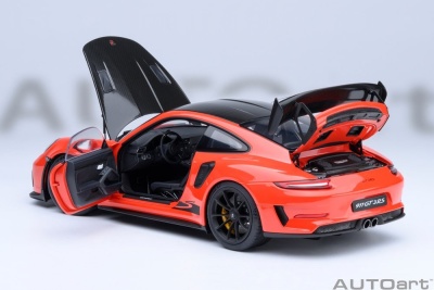 Porsche 911 (991.2) GT3 RS Weissach 2017 lava orange Alufelgen Modellauto 1:18 Autoart