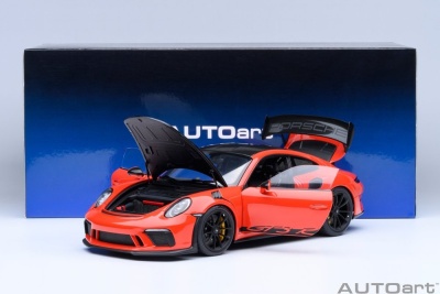 Porsche 911 (991.2) GT3 RS Weissach 2017 lava orange Alufelgen Modellauto 1:18 Autoart