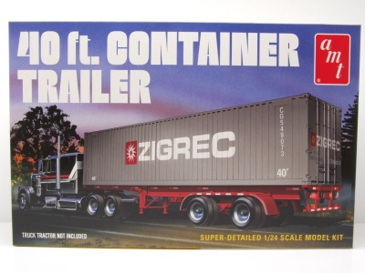 Trailer Anhänger 40 Semi Container Kunststoffbausatz Modellauto 1:24 AMT