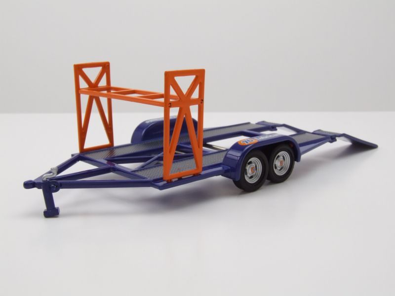 Car Trailer Auto Anhänger Union 76 blau orange Modell aus Metall 1:18 GMP