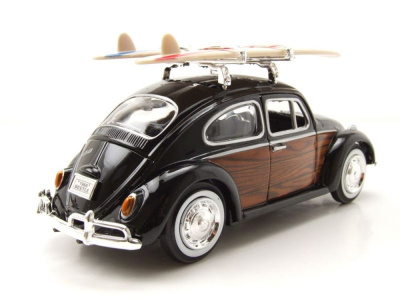 VW Käfer mit Surfbrettern schwarz braun Modellauto...