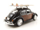 VW Käfer mit Surfbrettern schwarz braun Modellauto 1:24 Motormax