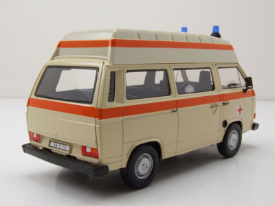 VW T3 Bus Hochdach Krankenwagen beige Modellauto 1:24...