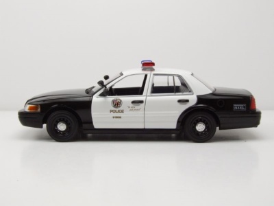 Ford Crown Victoria Interceptor LAPD Police 2001 schwarz weiß Drive TV-Serie Modellauto 1:24 Greenlight Collectibles