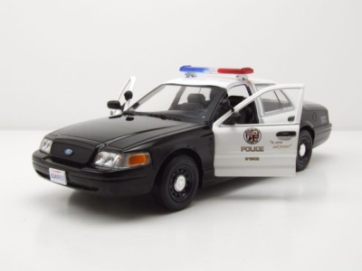 Ford Crown Victoria Interceptor LAPD Police 2001 schwarz weiß Drive TV-Serie Modellauto 1:24 Greenlight Collectibles