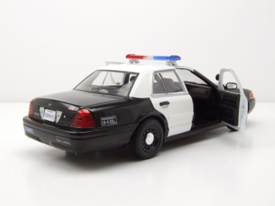 Ford Crown Victoria Interceptor LAPD Police 2001 schwarz weiß Drive TV-Serie Modellauto 1:24 Greenlight Collectibles