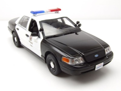 Ford Crown Victoria Interceptor LAPD Police 2001 schwarz weiß Drive TV-Serie Modellauto 1:24 Greenlight Collectibles