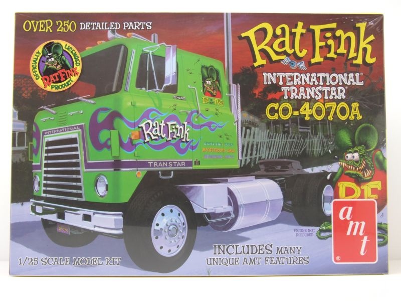 AMT IH Transtar CO-4070A Tracteur transporteur – Rat Fink – Kit de modélisme à l'échelle 1:25, couleur d'usine (AMT1291
