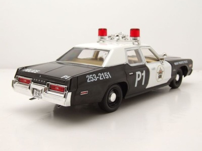 Dodge Monaco Mount Prospect Police 1974 schwarz weiß Modellauto 1:24 Greenlight Collectibles