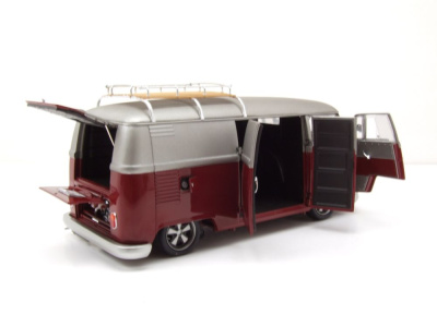 VW T1 b Bus Lowrider rot matt grau Modellauto 1:18 Schuco