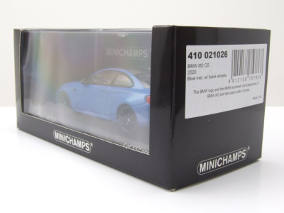 BMW M2 CS 2020 blau mit schwarzen Felgen Modellauto 1:43 Minichamps