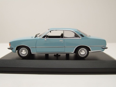 Opel Rekord D Coupe 1975 blau metallic Modellauto 1:43 Maxichamps