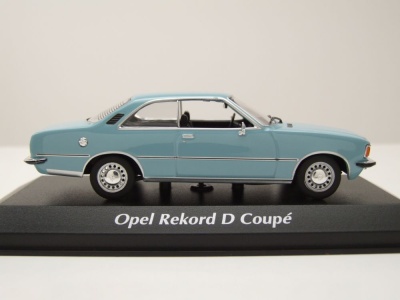 Opel Rekord D Coupe 1975 blau metallic Modellauto 1:43 Maxichamps
