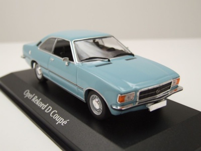 Opel Rekord D Coupe 1975 blau metallic Modellauto 1:43 Maxichamps