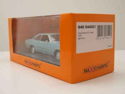 Opel Rekord D Coupe 1975 blau metallic Modellauto 1:43 Maxichamps